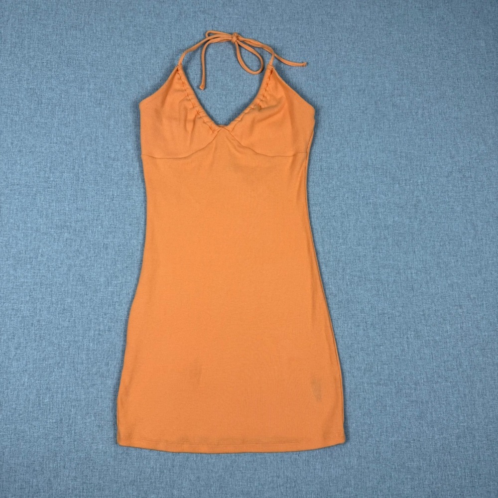 Garage Harlow Halter Bodycon Dress Orange Muskmelon Size M NWT Ribbed Mini